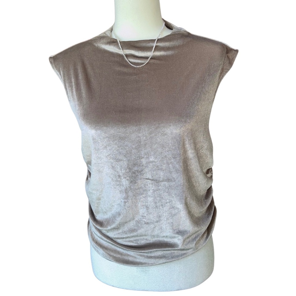 a new day Champagne Sleeveless Velvet Holiday Glam Top Sizes M and L - NWT